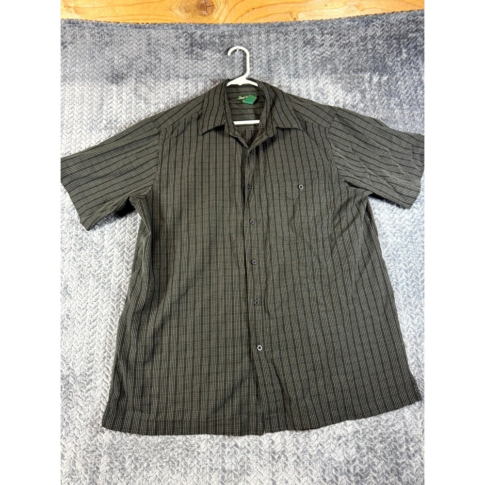 David Taylor Shirt Mens Large Black White‎ Grid Graph Check Pleated Button Up